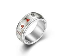 Mahjong Spinner Bague Titane Acier Bijoux Rotation Vintage Jeu Thème Unisexe Bande Empilable Accessoires Treize Merveilles Pure Séquence Des