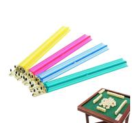 Mahjongs Racks with Pushers, 4-Piece US Mahjong Tile Racks, 18.5-Inch Modern Clear Portable Holders, Convenient Game Storage and Table Play Accessory for Beginners, Family Nights, and Travel