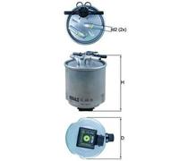 MAHLE Filtre à carburant KL 440/39 pour RENAULT Koleos I (HY) 93,2mm 142,8mm