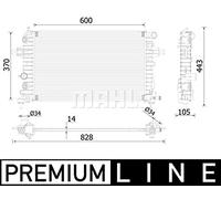 MAHLE ORIGINAL Radiateur du moteur Module de Refroidisement CR 2226 000P Largeur de filet 370mm Longueur de filet 600mm Profondeur de filet 14mm