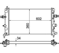 MAHLE Radiateur du moteur Module de Refroidisement boîte de vitesses manuelle Largeur de filet 360mm Longueur de filet 602mm Profondeur de filet 34mm Compatible avec OPEL Zafira A T98 CR 574 000S