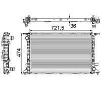 MAHLE Radiateur du moteur Module de Refroidisement boîte de vitesses manuelle Largeur de filet 468,0mm Longueur de filet 720mm Profondeur de filet 32mm Compatible avec AUDI A4 B8 Avant 8K5 CR 911 000S