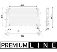 MAHLE Radiateur du moteur Module de Refroidisement CR 2227 000P Largeur de filet 371mm Longueur de filet 600mm Profondeur de filet 15mm