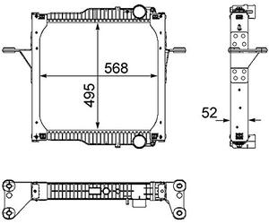 MAHLE Radiateur du moteur Module de Refroidisement Largeur de filet 495mm Longueur de filet 568mm Profondeur de filet 52mm Compatible avec RENAULT TRUCKS Midlum CR 820 000P