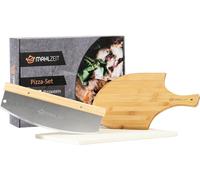 Mahlzeit 3-teilig Pizza Set | 40 x 30 cm | Pierre à pizza avec pelle et couteau