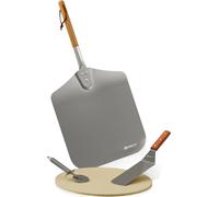Mahlzeit 4-teilig Pizza Set | Pierre à pizza avec pelle, rouleau à pizza, spatule