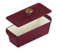 Mahlzeit Bräter en fonte avec couvercle émaillé | 3 litres | Cerise foncée | Convient au four, compatible induction | Double brouette, grand rôtissoire pour canard, brouette émaillée | Cocotte à