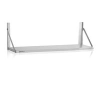 Mahlzeit Étagère murale en acier inoxydable | 100 x 30 cm | Étagère flottante pliable | argenté | tablette murale, étagère en metal industriel, étagère 30 cm de largeur, meuble mural cuisine