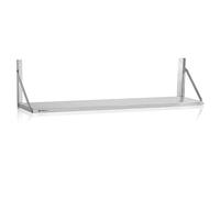 Mahlzeit Étagère murale en acier inoxydable | 120 x 30 cm | Étagère flottante pliable | argenté | tablette murale, étagère en metal industriel, étagère 30 cm de largeur, meuble mural cuisine