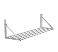 Mahlzeit Étagère Murale en Acier Inoxydable au Design en Forme de Barres | 120 x 30 cm | Étagère Flottante Pliable | argenté | Tablette Murale en Metal Industriel, étagère 30 cm de Largeur