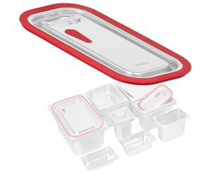 Mahlzeit GN Couvercle de récipient avec bord en silicone pour GN 1/3 | Couvercle de récipient gastronomique en acier inoxydable | Couvercle de récipient gastronomique | Protection du récipient