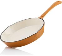 Mahlzeit Gusseisen Bratpfanne émaillée Ø 24 cm | Sunny Orange | Poêle en fonte avec deux becs verseurs