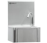 Mahlzeit Lave-mains en acier inoxydable avec commande à genoux et distributeur de savon | Lavabo pour le lavage hygiénique des mains | Lavabo industriel, lavabo mural pour la restauration, la cuisine