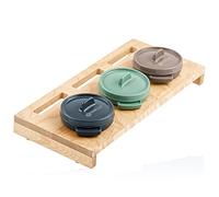 Mahlzeit Lot de 3 mini cocottes avec support en bois - 3 x 250 ml - En fonte émaillée - Petite cocotte