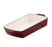 Mahlzeit Plat à four rectangulaire 3,8 litres Dark Cherry en fonte émaillée haut pour lasagne, barbecue