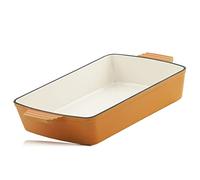 Mahlzeit plat en fonte rectangulaire 3,8 litres | Sunny Orange | plat pour lasagne, moule émaillé, barbecue, gratin