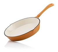 Mahlzeit Poêle à frire en fonte émaillée - Diamètre : 24 cm - Orange - Avec deux becs verseurs - Poêle à frire en fonte émaillée