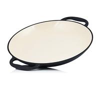 Mahlzeit Poêle à paella émaillée - Diamètre : 35 cm - Poêle en fonte avec deux poignées - Poêle à paella - Poêle à paella - Passe au four - Poêle à paella en fonte (Blue Berry)