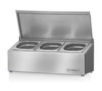 Mahlzeit Récipient à ingrédients en acier inoxydable | Récipient de restauration 1/6 GN avec pieds en caoutchouc | Récipient à ingrédients à cocktail pour gastronomie, cuisine, station à pizza