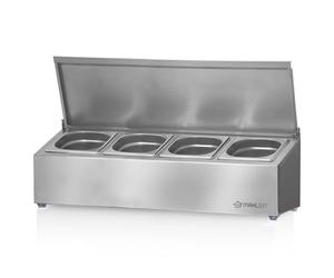 Mahlzeit Récipient à ingrédients en acier inoxydable | Récipient de restauration 1/6 GN avec pieds en caoutchouc | Récipient à ingrédients à cocktail pour gastronomie, cuisine, station à pizza