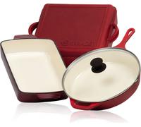 Mahlzeit Set de 3 pièces en fonte | Ø 29,5 cm, 3,8 litres, 10,8 litres | Dark Cherry | Set de cuisson, set de casseroles