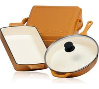 Mahlzeit Set de 3 pièces en fonte | Ø 29,5 cm, 3,8 litres, 10,8 litres | Sunny Orange | Set de cuisson, set de casseroles