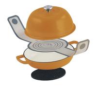 Mahlzeit Set de boîtes à pain en fonte émaillée - 6,4 l - Orange - Moule à pain avec écharpe à pain et soucoupe - Set de cuisson à pain en fonte - Moule à pain avec couvercle - Cocotte en émail