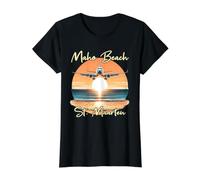 Maho Beach Saint-Martin T-Shirt Graphique avec Valeur, Femme, Noir, M