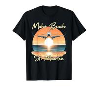 Maho Beach Saint-Martin T-Shirt Graphique avec Valeur, Homme, Noir, M
