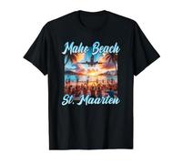 Maho Beach St. Maarten Avion T-Shirt Graphique avec Valeur, Homme, Noir, M