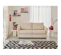 Maho - canapé lit 2 places convertible express couchage quotidien 140 cm matelas 11 cm en velours côtelé - Beige