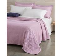 Mahome Couvre-lit en nid d'abeille pour lit double 100 % pur coton de haute qualité, 260 x 260 cm, couverture d'été légère et respirante, couleur unie élégante douce (rose pastel)
