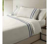 Mahome Parure de lit double percale 300 fils (TC) - Double bordure sur sac et taies d'oreiller - Sac 250 x 200 + 40 cm, drap housse 180 x 200 x 30 cm, 2 taies d'oreiller 50 x 80 cm - Made in Italy