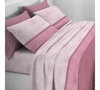 Mahome Parure de lit en flanelle 100 % coton avec traitement anti-balles - Parure de lit en coton doux artisanaux de haute qualité, fabriquée en Italie (Minimal rose, français)