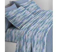 Mahome Parure de lit en flanelle 100 % coton avec traitement anti-balles - Parure de lit en coton doux artisanaux de haute qualité, fabriquée en Italie (Seattle bleu, français)