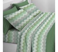 Mahome Parure de lit en flanelle 100 % coton avec traitement anti-balles - Parure de lit en coton doux artisanaux de haute qualité, fabriquée en Italie (Misson Vert, Français)