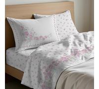 Mahome Parure de lit une place et demie, 100 % pur coton italien doux, drap de dessus 180 x 300 cm, drap-housse avec coins 120 x 200 + hauteur 25 cm, 1 taie d'oreiller 50 x 80 cm, fabriquée en Italie