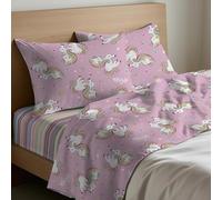 Mahome Parure de lit une place et demie, 100 % pur coton italien doux, drap de dessus 180 x 300 cm, drap-housse avec coins 120 x 200 + hauteur 25 cm, 1 taie d'oreiller 50 x 80 cm, fabriquée en Italie
