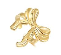 MAHSOD Bagues ouvertes réglables plaquées or 18 carats - Bagues simples superposables entrelacées - Anneaux de déclaration en or - Bagues exagérées en acier inoxydable plaqué or, Métal, Aucune pierre