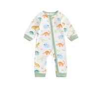 MAHUAOYIXI Body pour bébé garçon imprimé dinosaure 0-18 mois combinaison pleine longueur nouveau-né garçon manches longues fermeture éclair barboteuse sans pieds pantalon long automne hiver tenue une