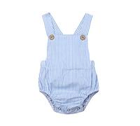 MAHUAOYIXI Combinaison Grenouillère Nouveau-né Bébé Garçon Fille Été à sans Manches Dos Nu Rayé Barboteuse Salopette Chic Bretelles Ajustables Décontracté pour Infantile 0 à 3 Ans (Bleu, 6-12 Mois)