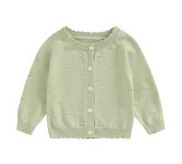MAHUAOYIXI Manteau en tricot pour bébé fille - Vêtement chaud à manches longues - Cardigan uni - Pull en tricot pour l'hiver - Ensemble en maille épaisse pour petite fille, Vert, 9-12 mois