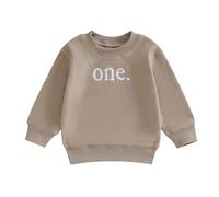 MAHUAOYIXI Tenue de 1er ou 2e anniversaire pour bébé - Sweat-shirt pour enfants filles et garçons - T-shirt à manches longues - Col rond - Broderie - Coupe ample - Pull pour tout-petits filles et