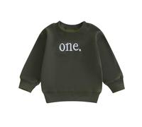 MAHUAOYIXI Tenue de 1er ou 2e anniversaire pour bébé - Sweat-shirt pour enfants filles et garçons - T-shirt à manches longues - Col rond - Broderie - Coupe ample - Pull pour tout-petits filles et