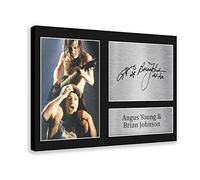 MAHWER Poster signé par Angus Young et Brian Johnson sur toile - Décoration pour chambre à coucher, bureau, chambre - Cadeau - 30 x 45 cm