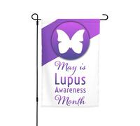Mai est le mois de sensibilisation au lupus Drapeaux Drapeau de jardin Décoration parfaite Bannière de jardin 12 x 18 pouces Décoration extérieure double face Tapisserie de fête Bannière de décoration