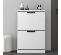 Mai & Mai Armoire à Chaussures Commode Entrée Blanc Mat 60x28x89cm