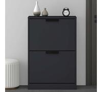 Mai & Mai Armoire à Chaussures Commode Entrée Gris Noir Mat 60x28x89cm