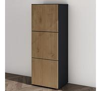 Mai & Mai Armoire à Chaussures Commode Entrée Gris Noir Mat + Marron Clair