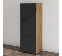 Mai & Mai Armoire à Chaussures Commode Entrée Marron Clair + Gris Noir Mat